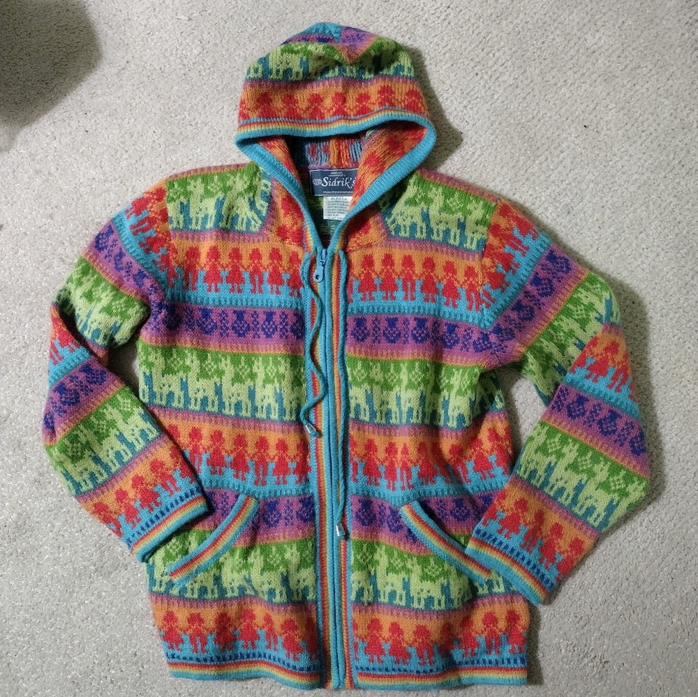 SIDRIK'S Peruvian Alpaca Full-Zip Hooded Cardigan Sweater